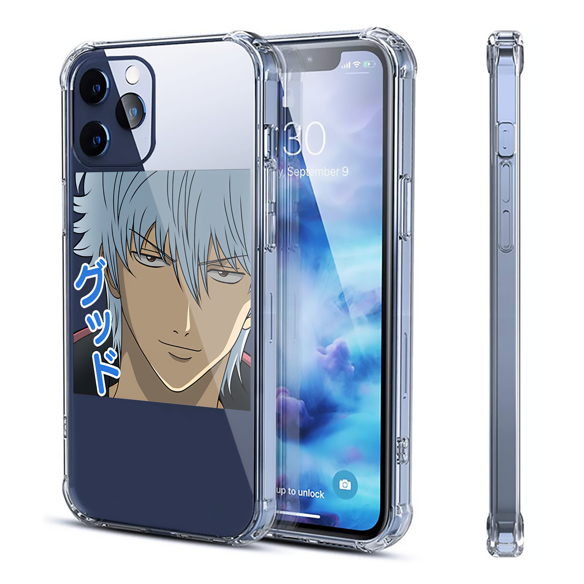 （画像用） ぎんたま 坂田銀時（さかたぎんとき） 神楽 志村新八（しむら しんぱち） GINTAMA Sakata Gintoki Kagura Shimura Shinpachi 【iPhone 12シリーズ対応】透明スマホケース（クリアソフトケース）
